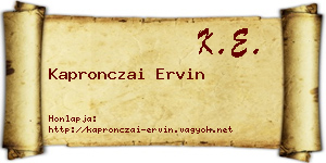 Kapronczai Ervin névjegykártya