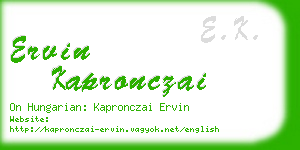 ervin kapronczai business card